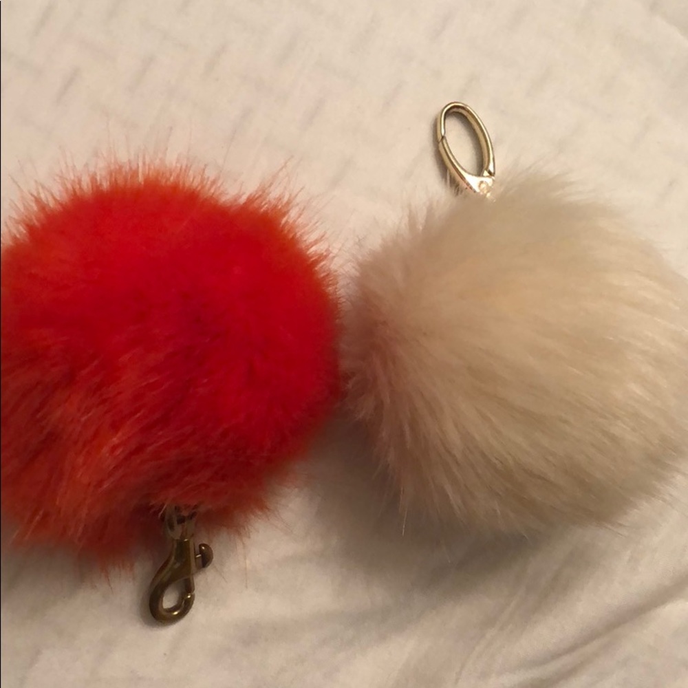 Orange and cream Pom Pom keychain